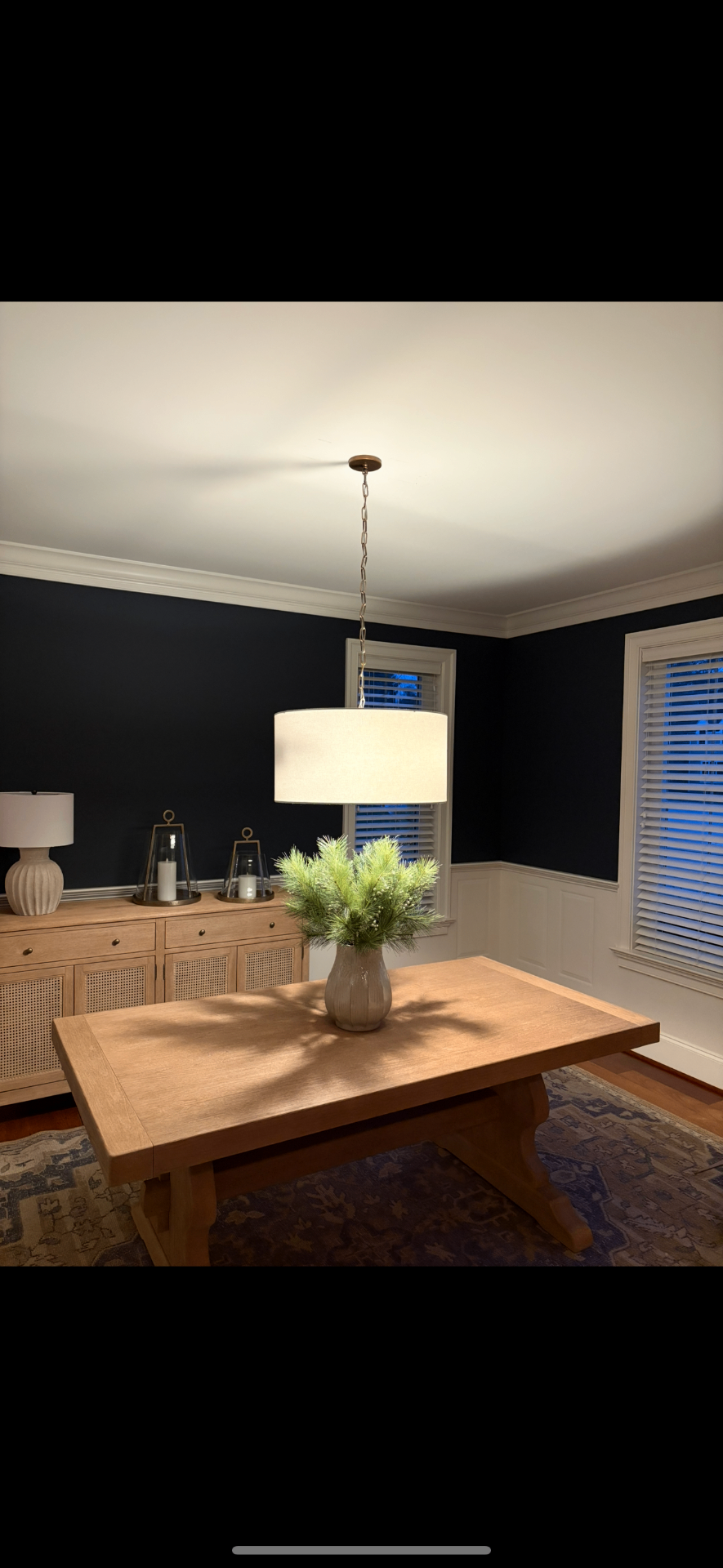 Dining room drum pendant install